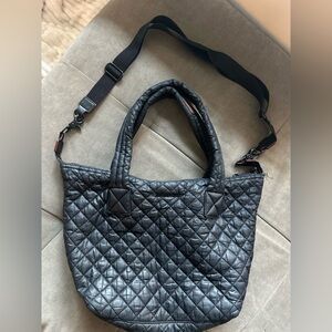 MZ Wallace Black Oxford Quilted Medium Sutton Tote Bag